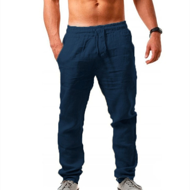 Men's Hip-Hop Breathable Cotton-Linen Loose-Fit Casual Sports Trousers