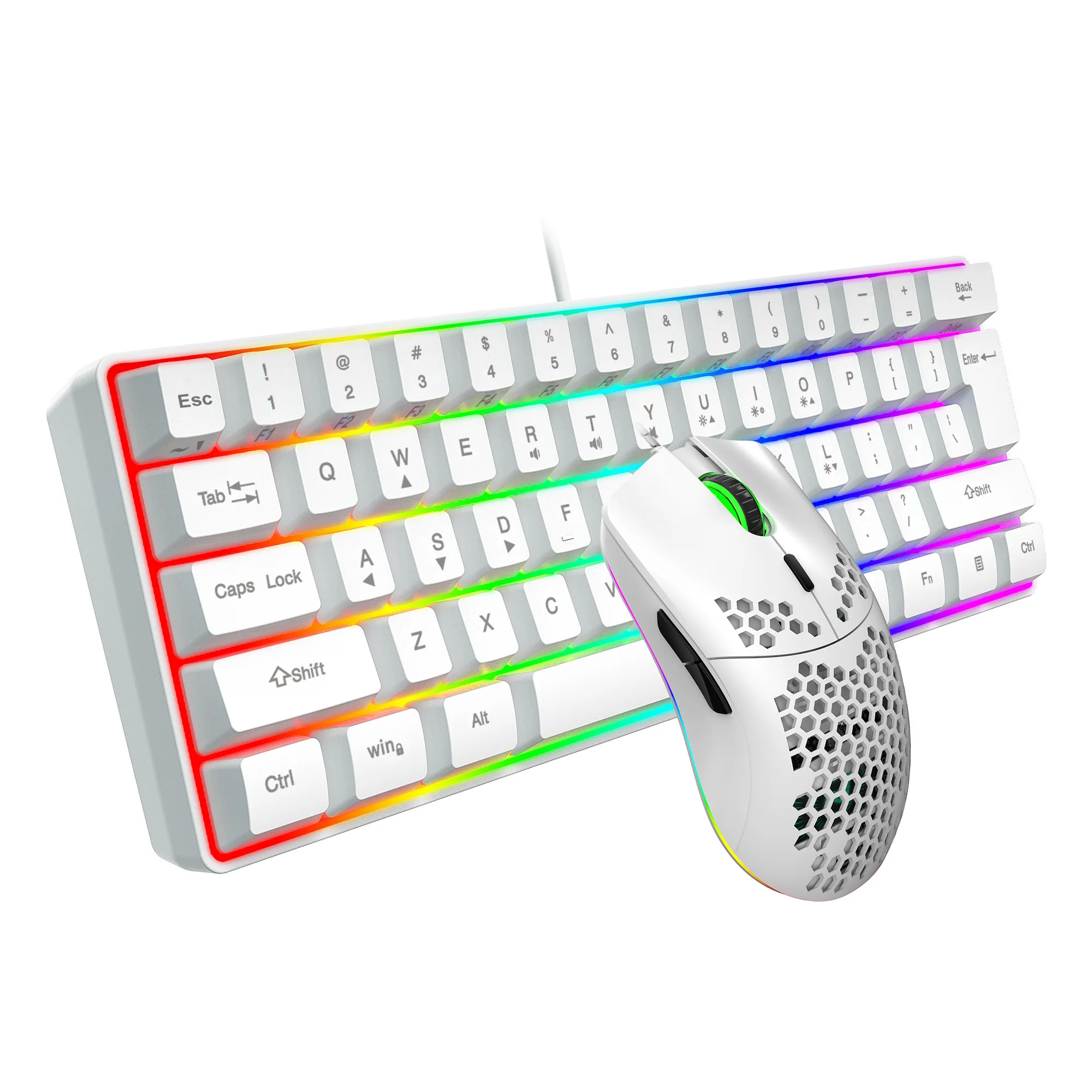 HXSJ 61 Keys V700 RGB Luminous Mechanical Feel Keyboard and Mouse Combos Gaming Set for…