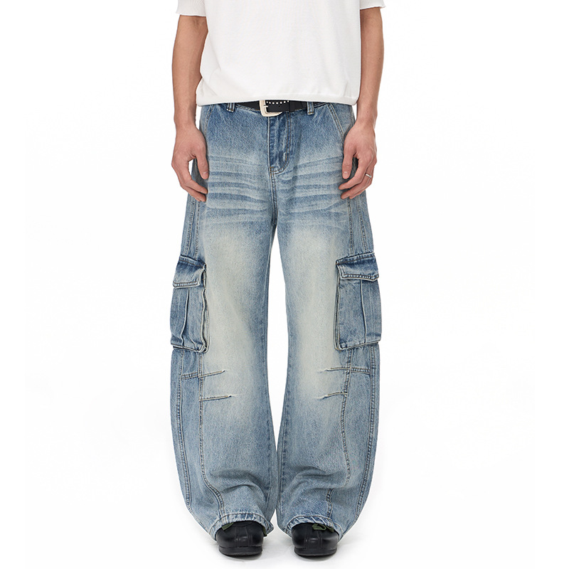 American-style High-street Three-dimensional Pocket Bootcut Jeans