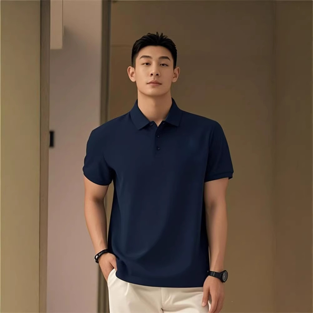 Summer-cool Slightly Mature American-style Lapel Straight-shoulder T-shirt
