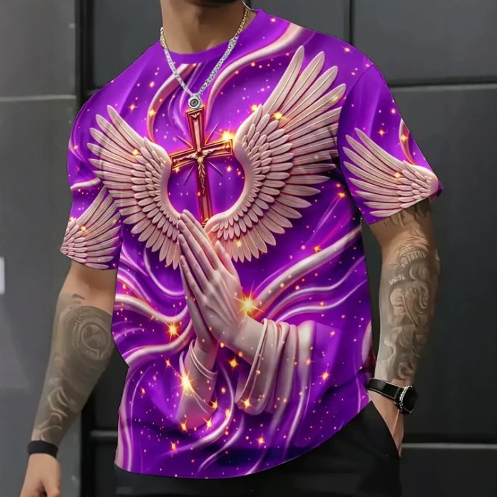 Men's And Women's Patterned Printed Short-sleeve Tops