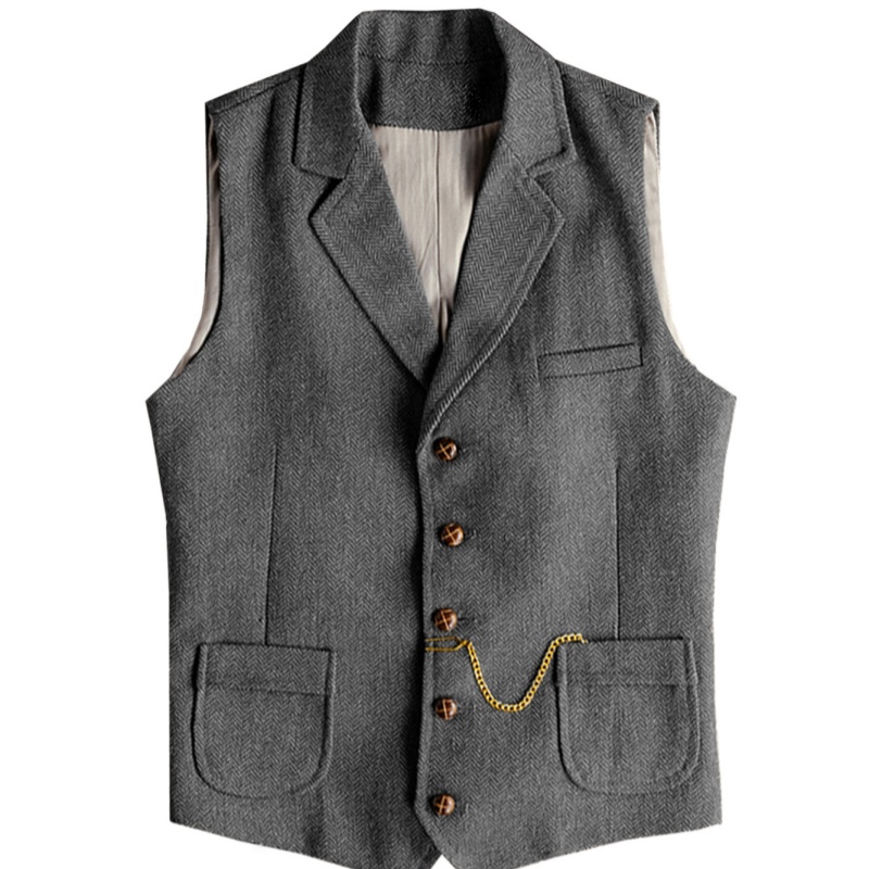 Mens New Herringbone Casual Vest
