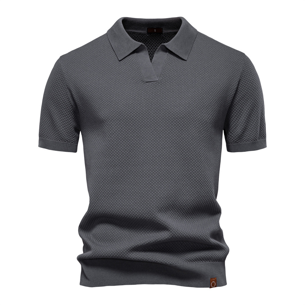 2026Summer European Size Pineapple Wool Polo Shirt Men's Business Seagull Collar Men's…