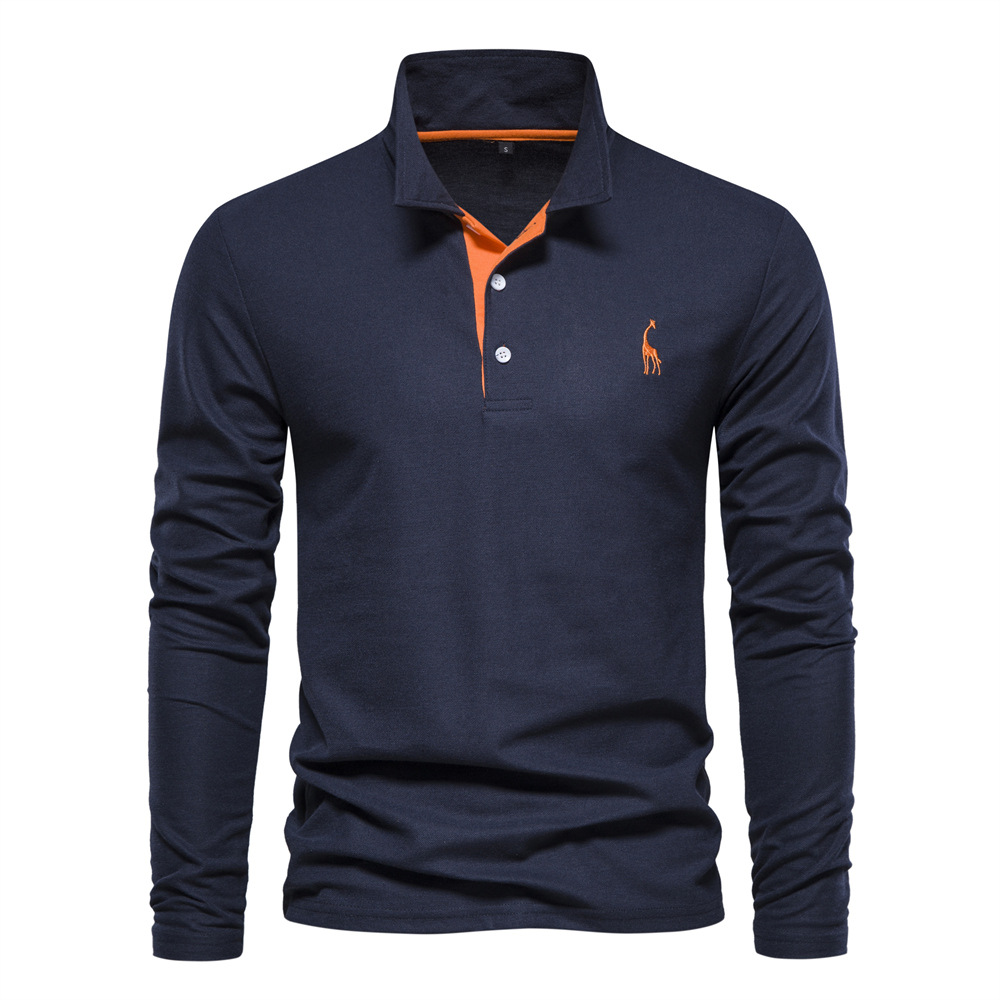 Spring And Autumn New Lapel Men's Cotton POLO Shirt Fashion Casual Men's Deer Embroidery…