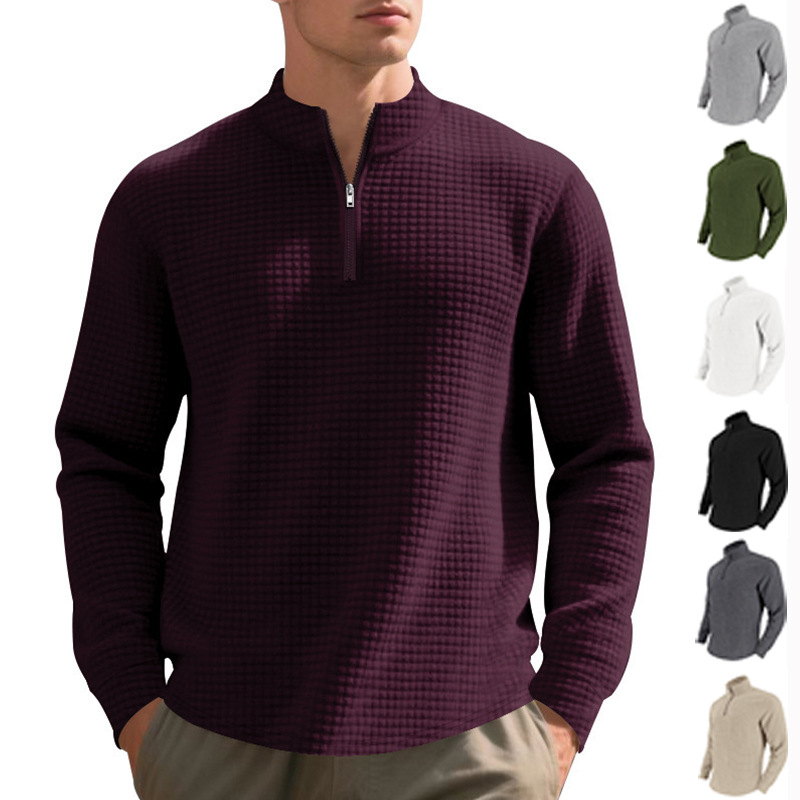 European And American Fashion Half Zipper Small Square Sweepshirt Men's Spring And Autumn…
