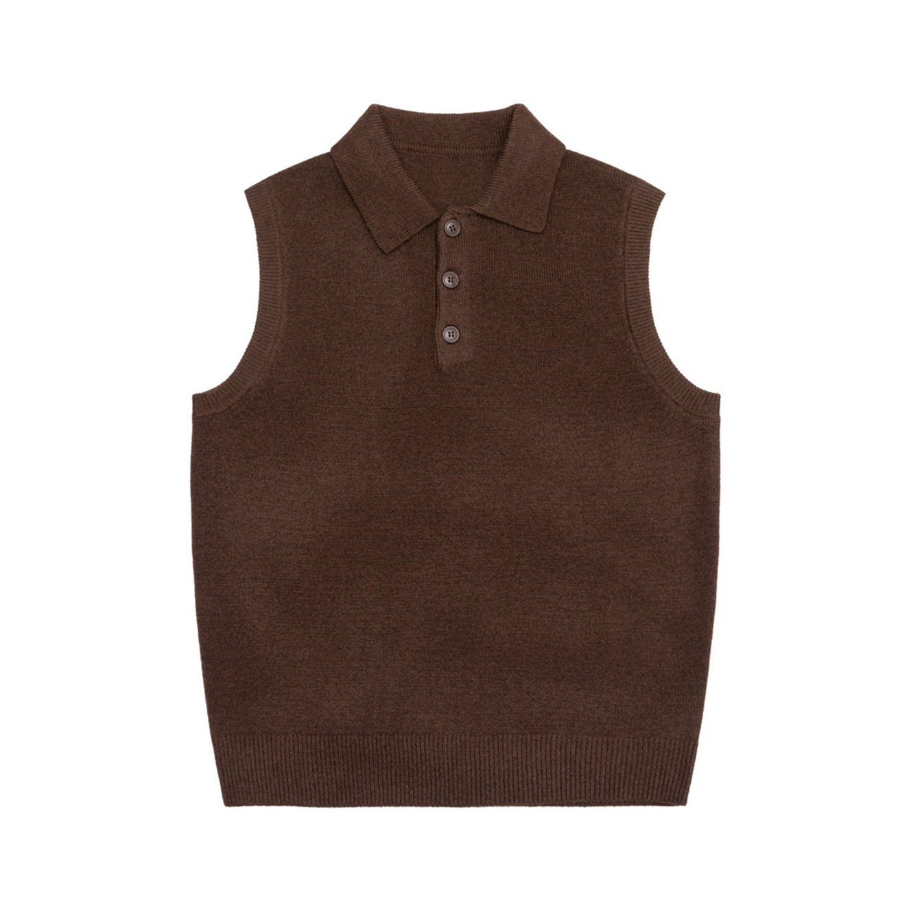 Mens Lapel-Neck Sleeveless Knitted Sweater Vest Top