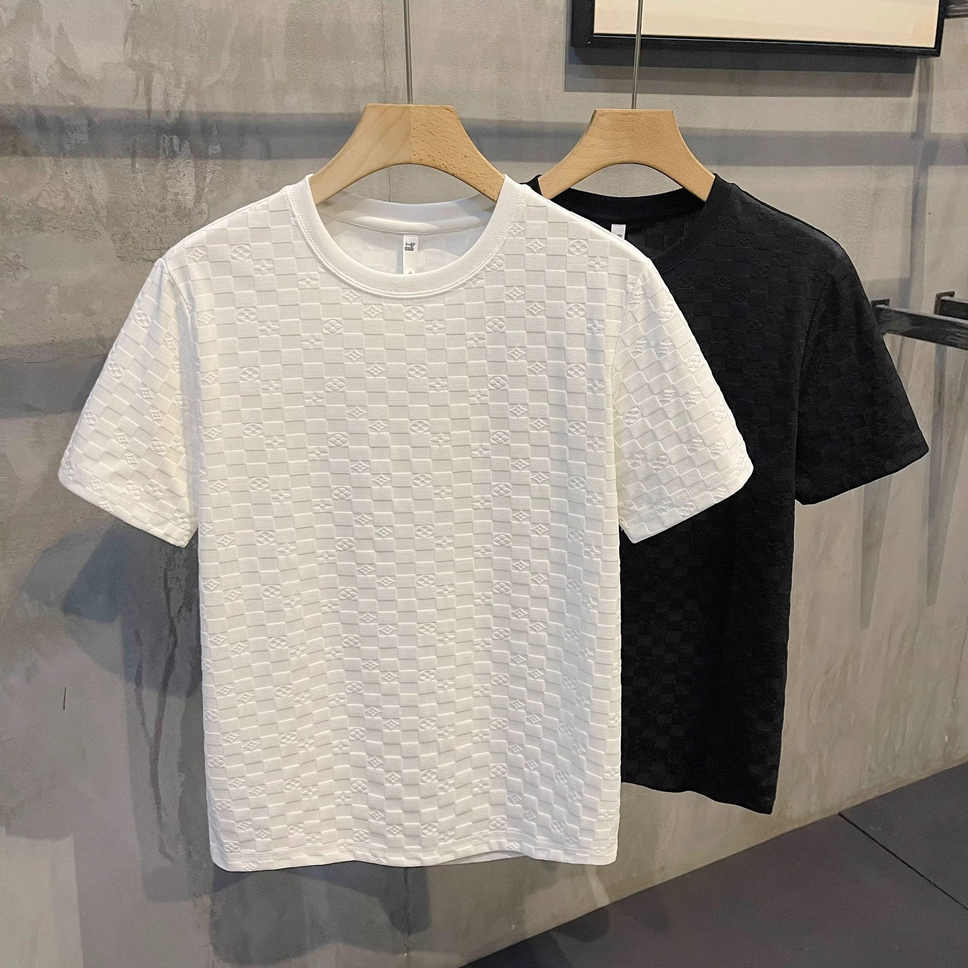 Streetwear Letter-print Short-sleeve Mens Slim-fit EuropeanAmerican Style