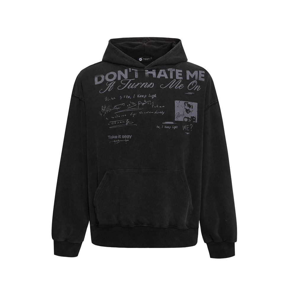 American-style Retro Letter-print Pullover Hoodie