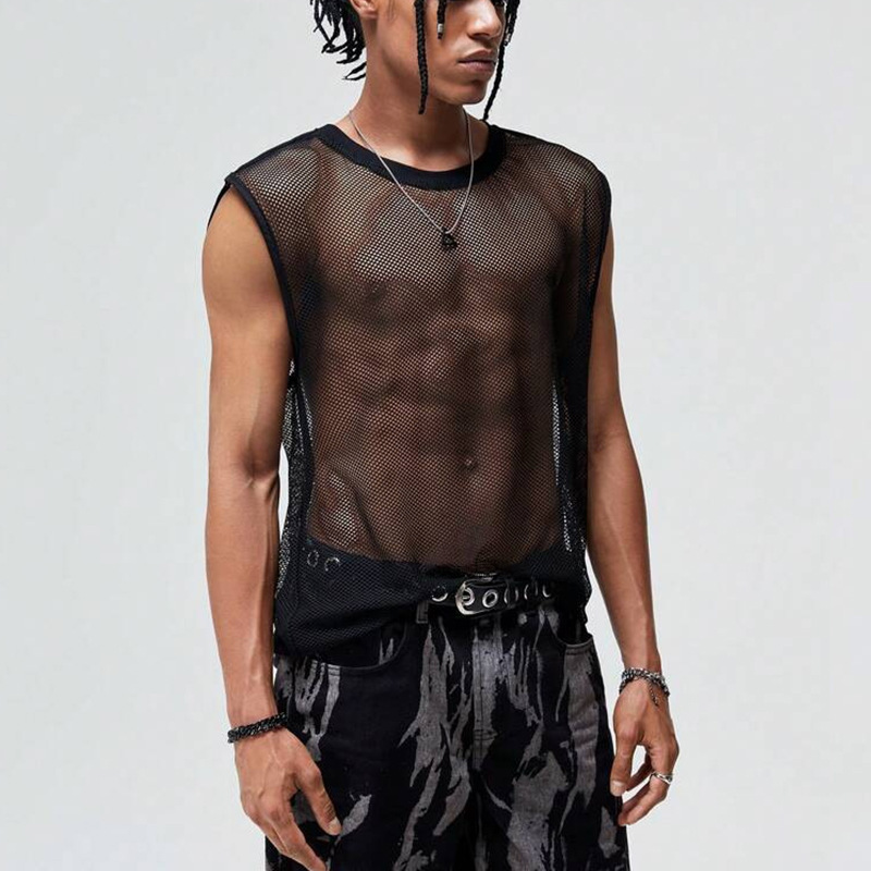 Mens Summer Mesh Tank Top T-Shirt