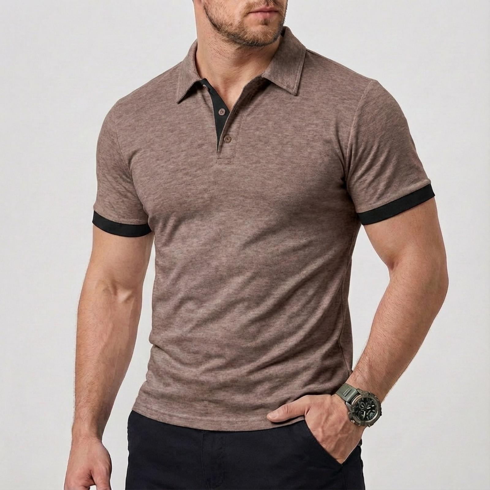 Mens Short-sleeve Polo Shirt With A Turn-down Collar