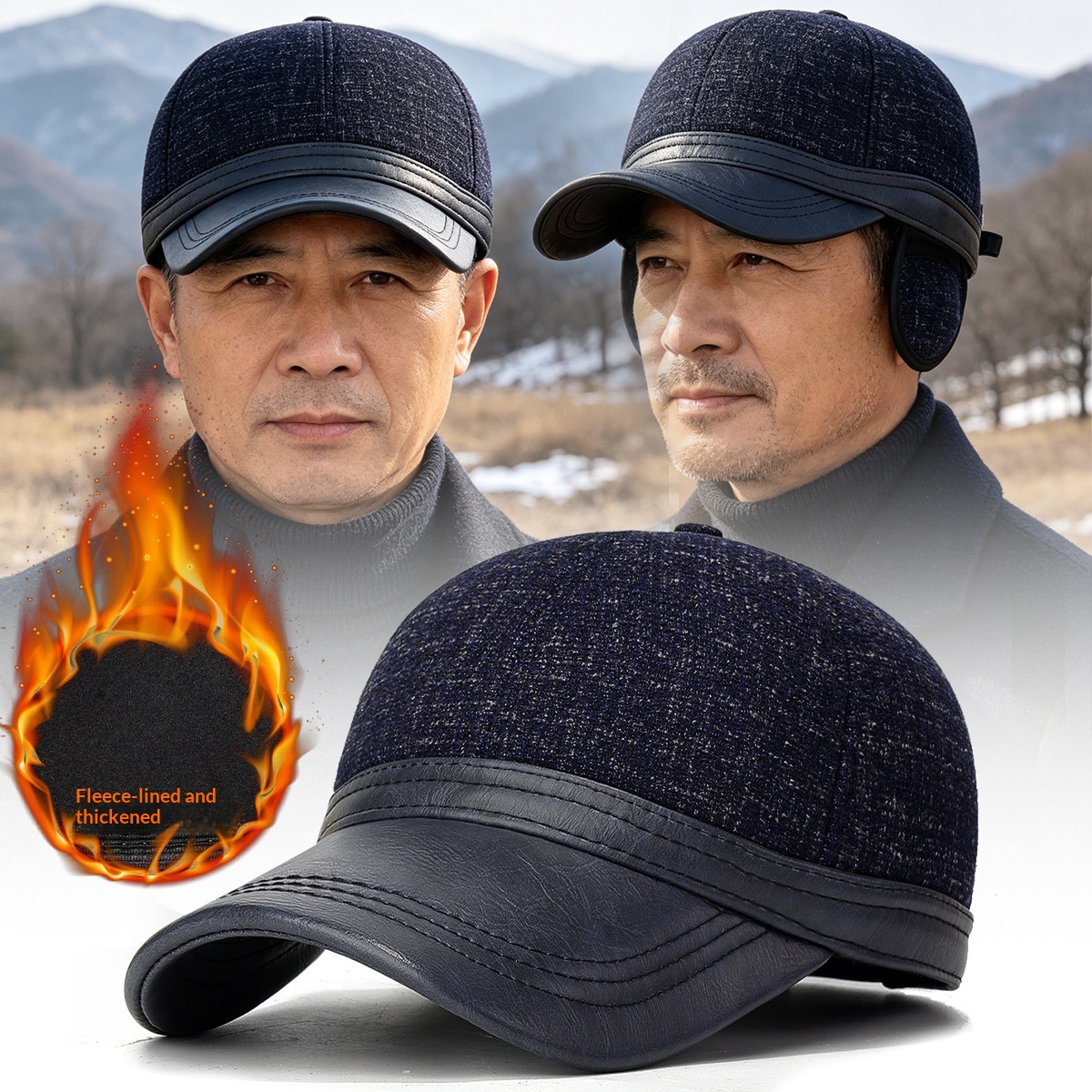 Men's Winter Baseball Cap With Earflaps For Warmth