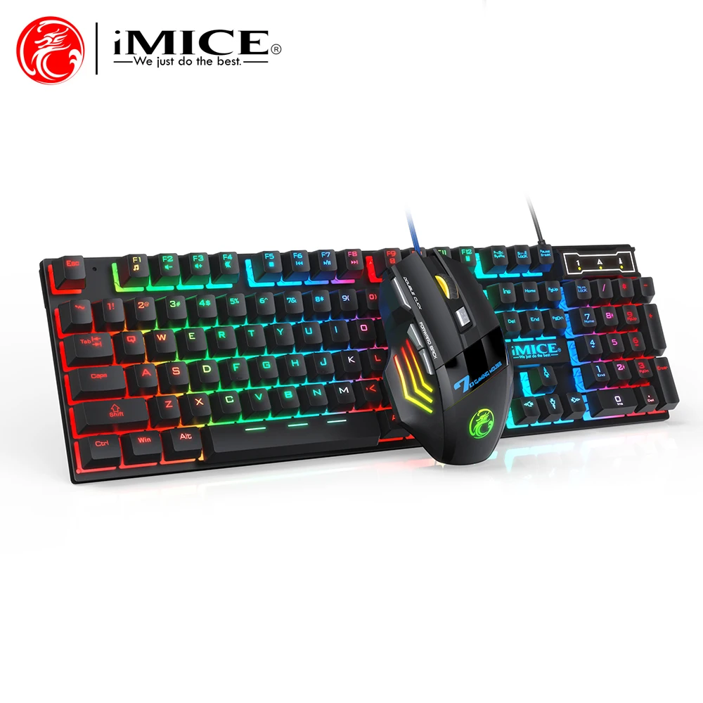 RGB Backlit Wired Ergonomic Design Keyboard Set Waterproof Luminous Gaming Keyboard And…