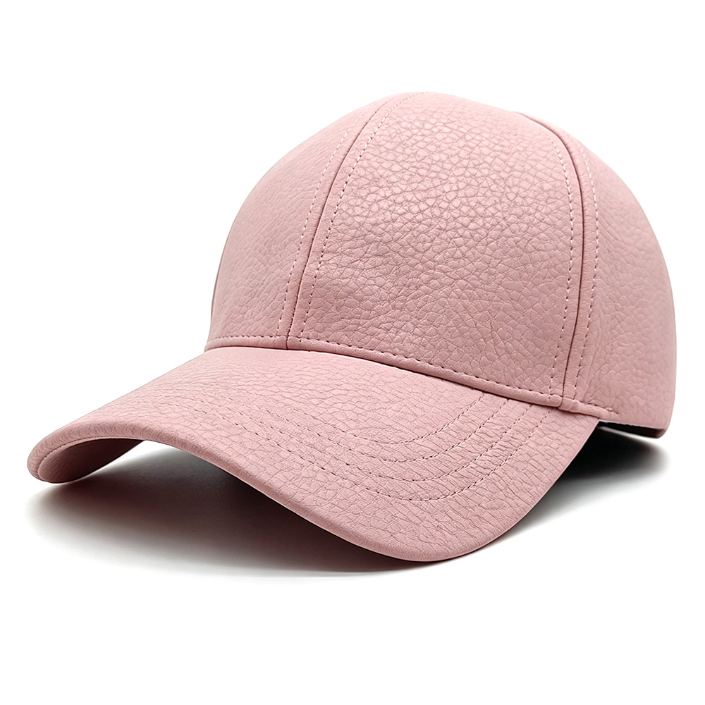 Spring And Autumn Glossy Lychee-patterned PU Leather Baseball Cap, Simple And Stylish…