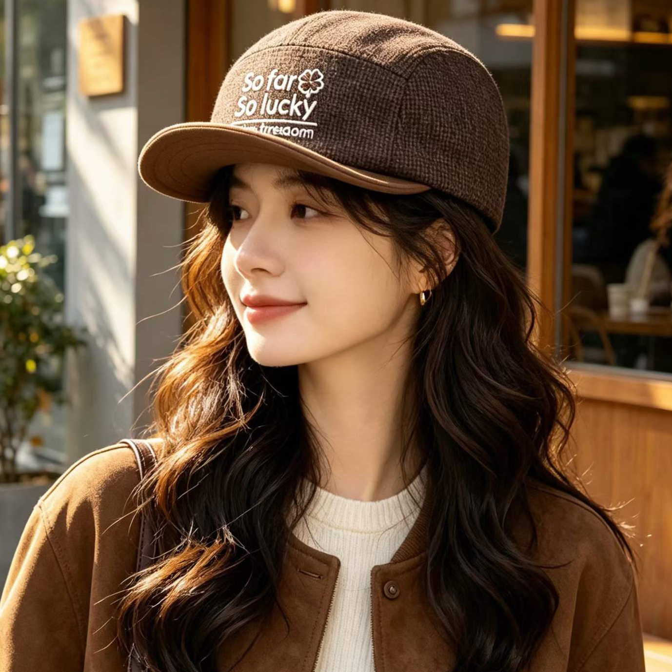 Korean-style Multi-color Lettered Soft Brimmed Baseball Cap For Autumn And Winter…