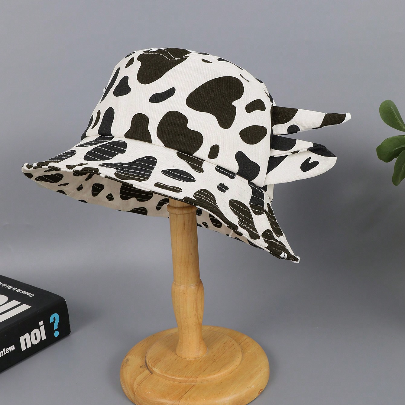 Fashion Fun Horned-eared Cow-pattern Fisherman Hat With Foldable Design, Suitable For…