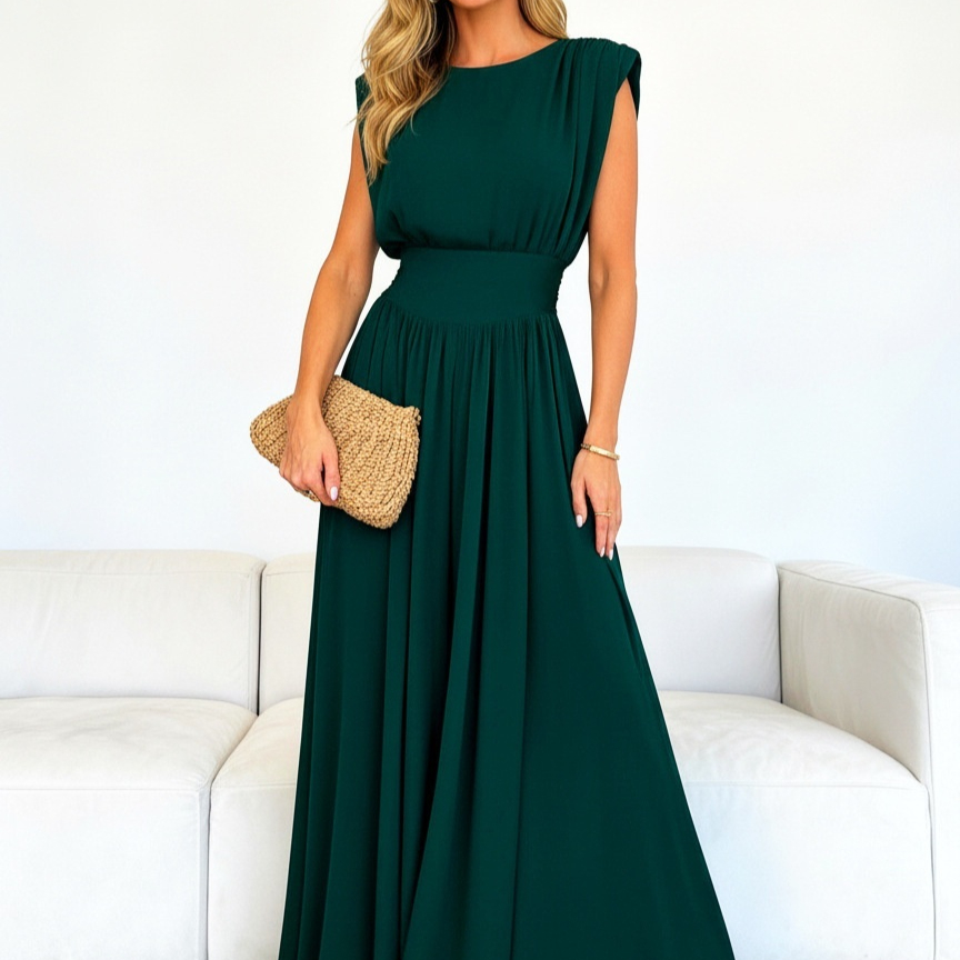 Fashionable Womens Sleeveless Waist-cinching Dress