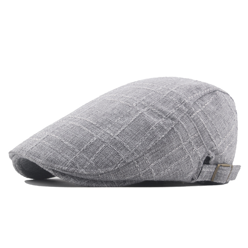 Mens Cotton Linen Vintage Peaked Cap
