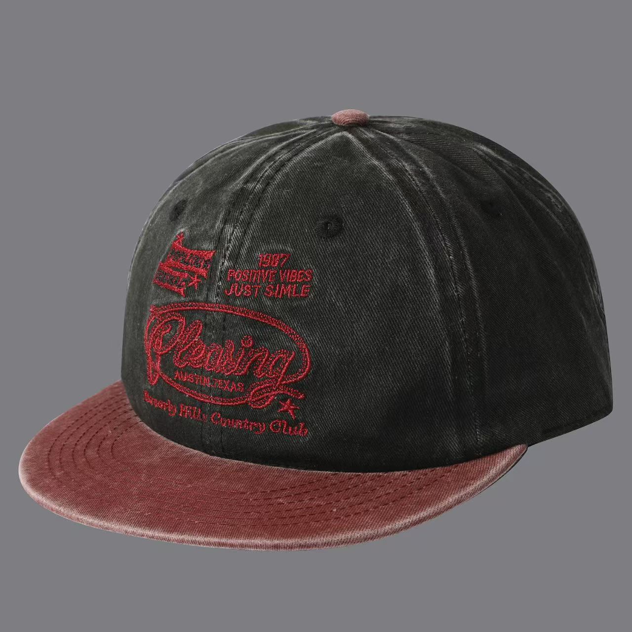 Color-matched Embroidery Letters Flat-brim Baseball Cap, Suitable For Both Men And Women…