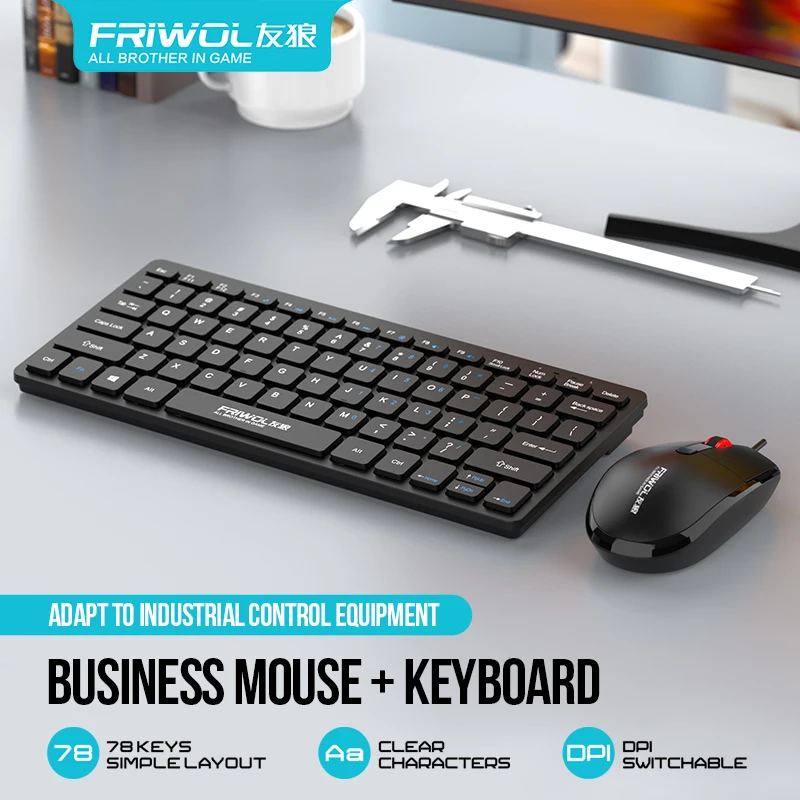 FRIWOL KT-100 Wired Keyboard Mouse Set 78 Key Mini Portable Keyboard USB Desktop Laptop…