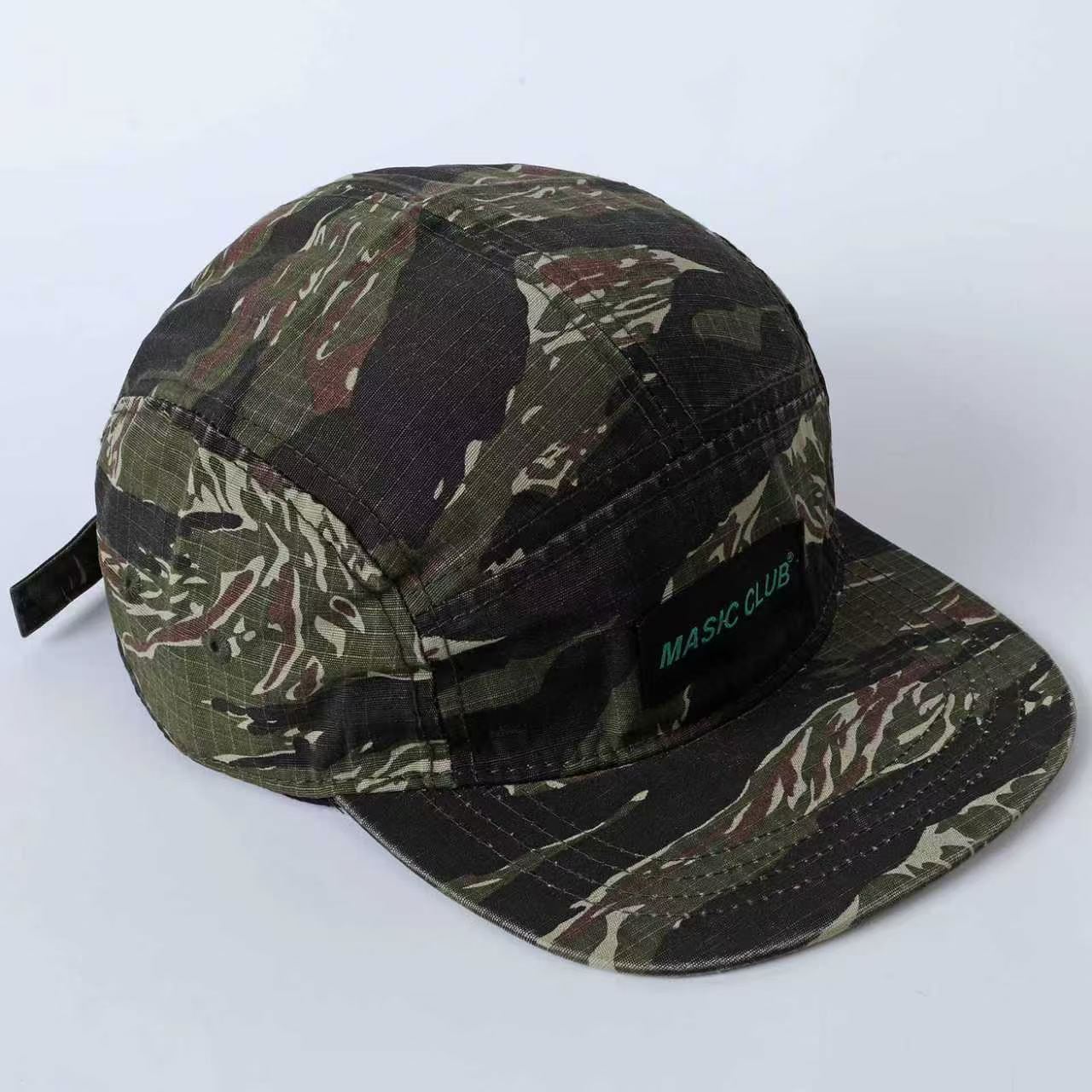 Checkered Camouflage Letter Logo Five-panel Camping Hat - Quick-drying Tear-resistant…