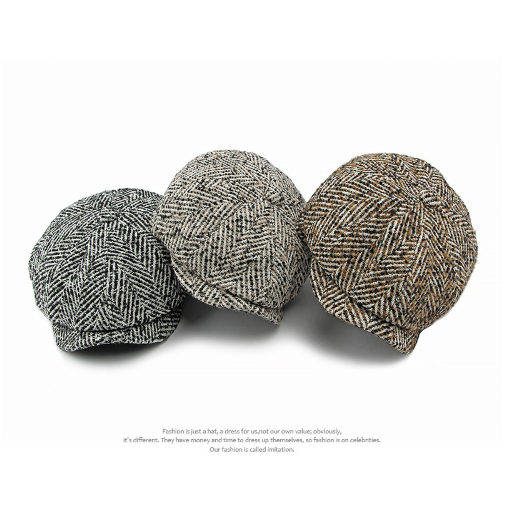 Hat Knitted Peaked British Retro Newsboy Cap