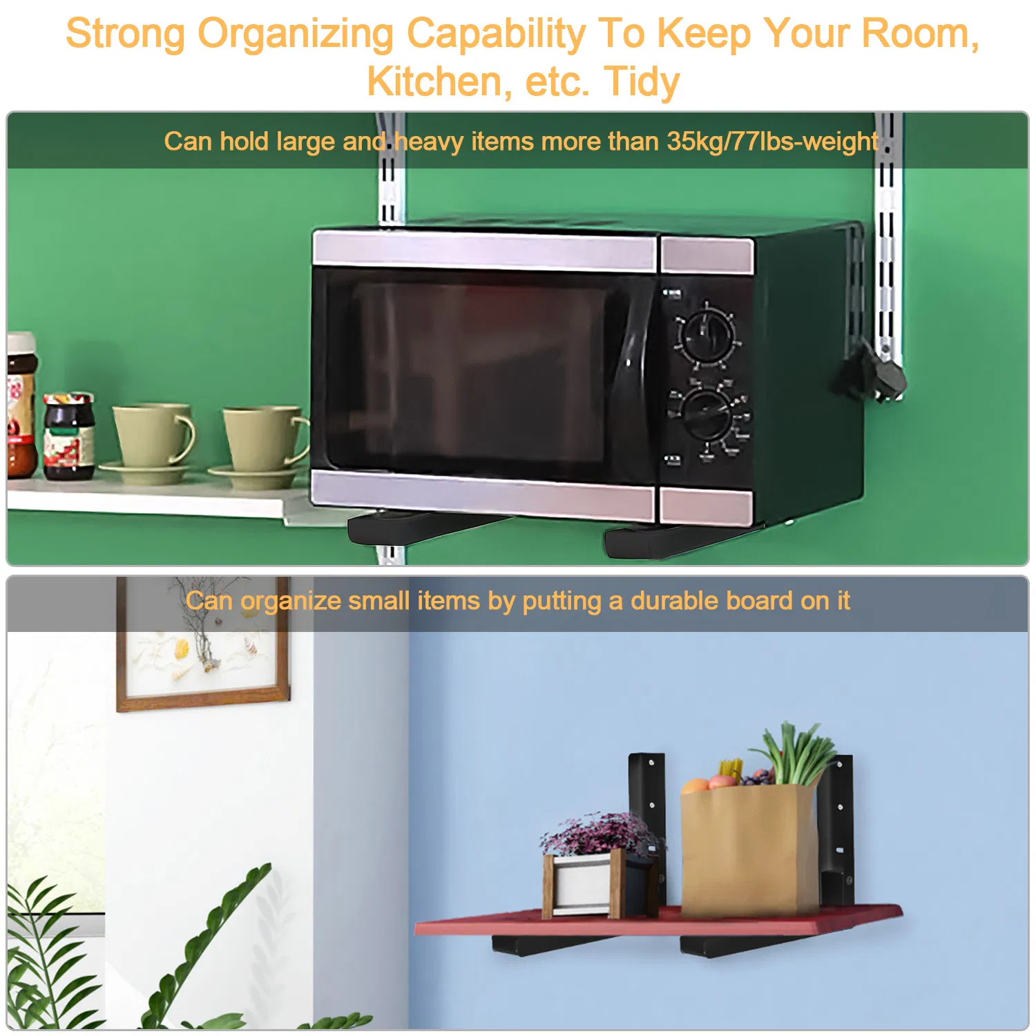Multi-Functional L-Shape Wall Mount Bracket, Adjustable Retractable Microwave Shelf…