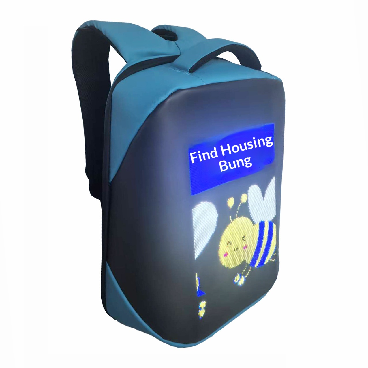 Regular LED Backpack Riding & Backpack DIY Text Animation Polyester Material - Sky Blue HD