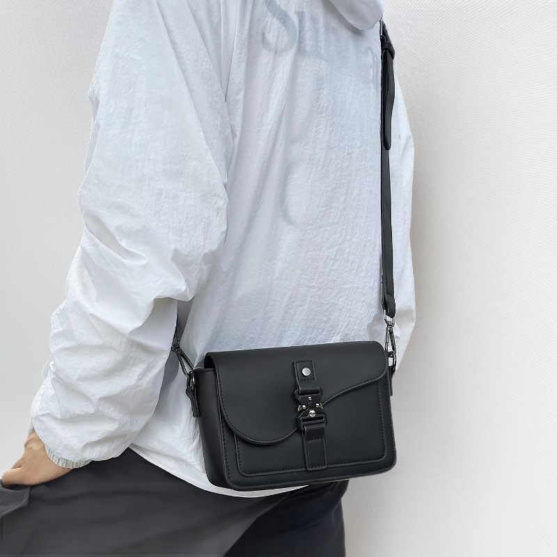PU Leather Mini Crossbody Bag, Japanese And Korean Style, Minimalist Solid Color, Unisex