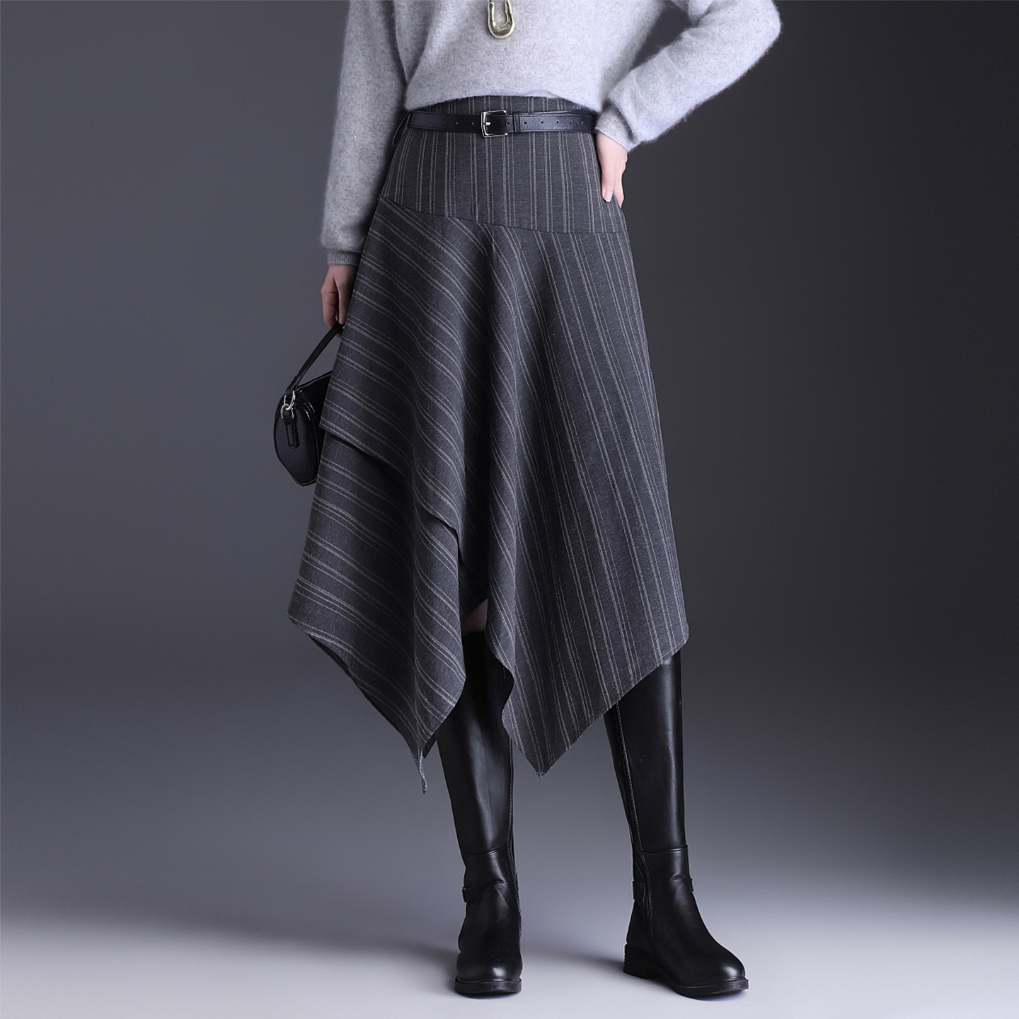 High-waisted Hip-covering Asymmetrical Skirt For Women