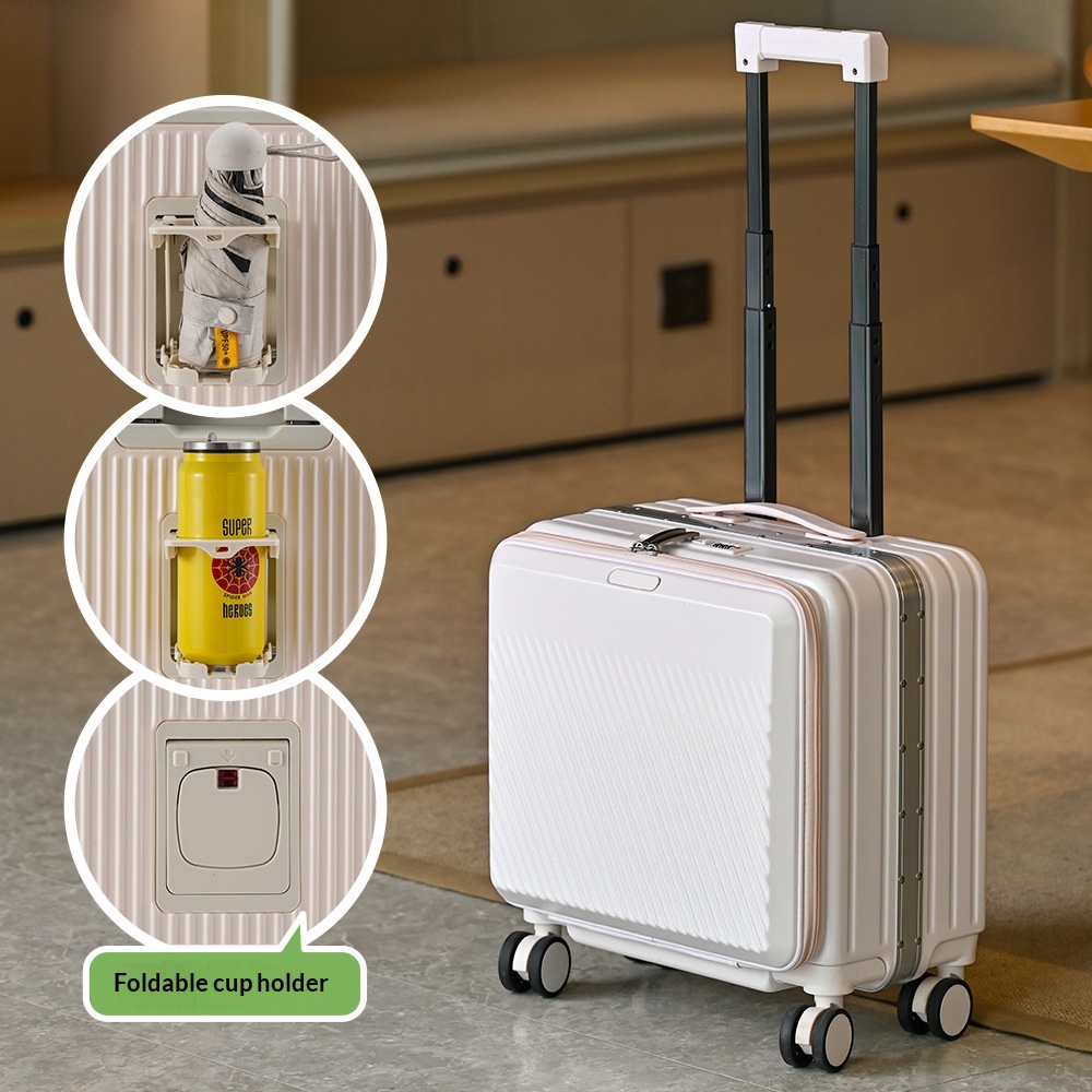 18 Inch Front Open Boarding Case, Contrasting Color Travel Suitcase, 19 Open Box, Leather…