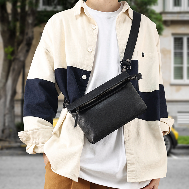 Leather Casual Trendy Brand Shoulder Bag, Men's Bag, Leather High-end Feeling, Men's…