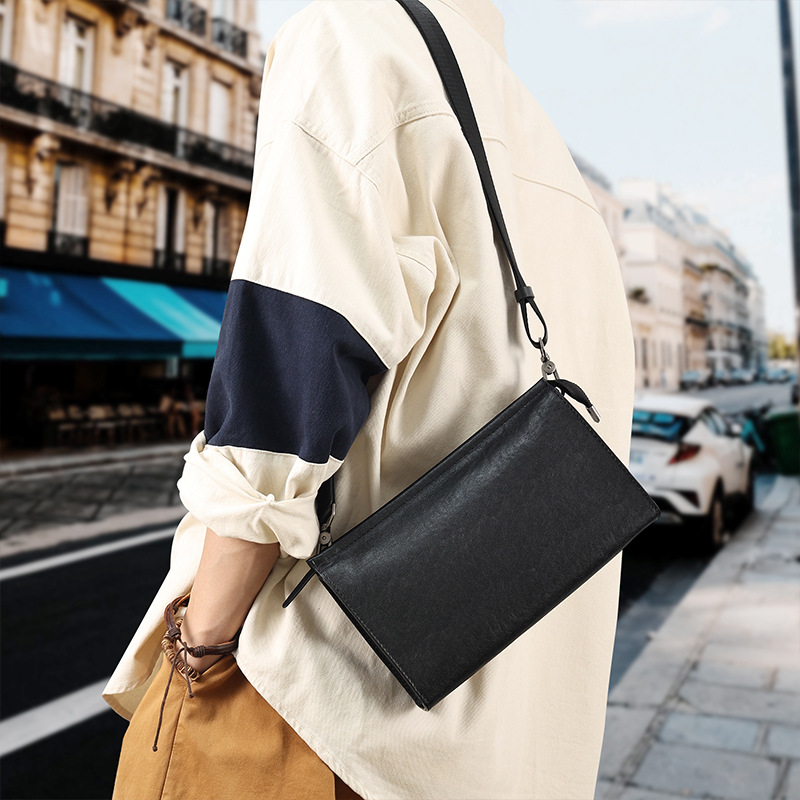 Leather Casual Trendy Brand Shoulder Bag, Men's Bag, Leather High-end Feeling, Men's…