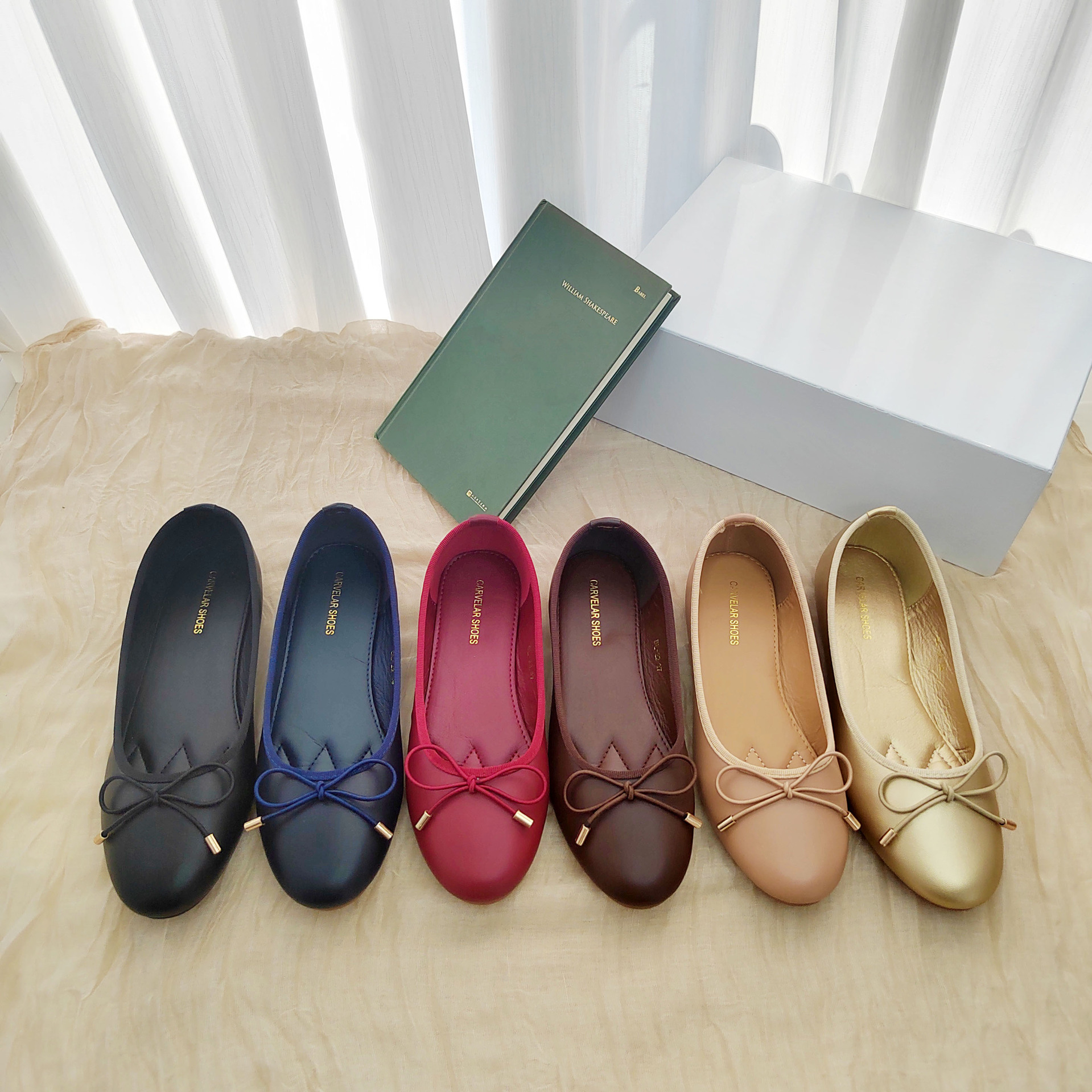 Springsummer Bow-tie Low-cut Ballet Flats With Thick Soles