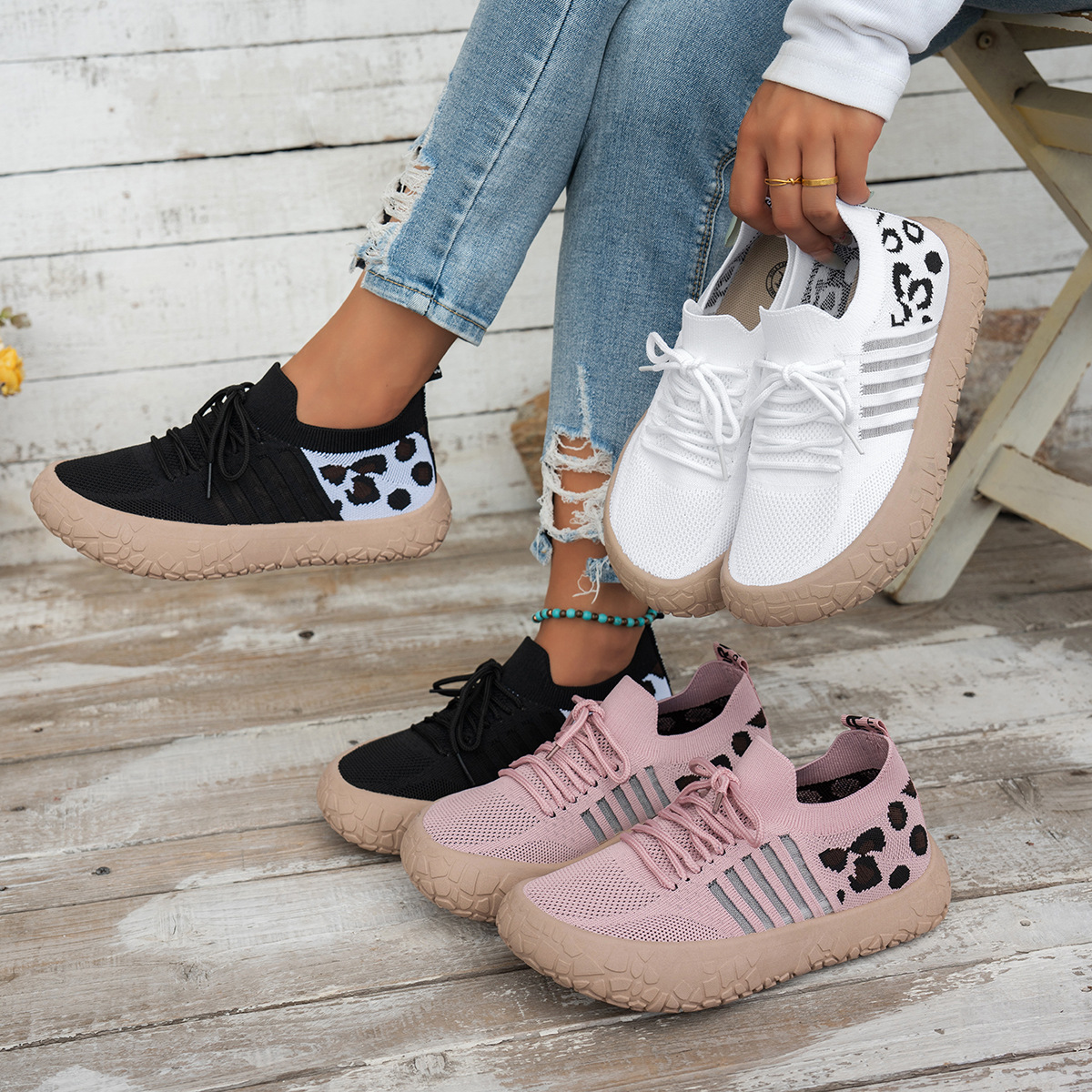 Soft-soled Athletic Casual Shoes Breathable And Non-slip Slip-on Design Thick-soled…