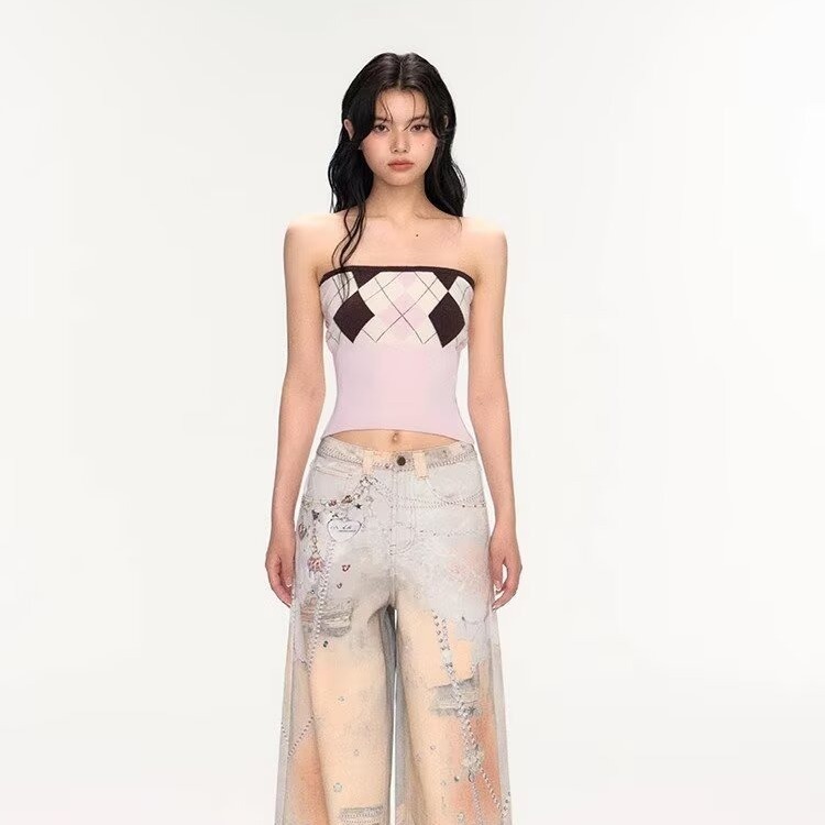 Painted Vintage Wide-leg Loose-fit American-style Floor-length Jeans