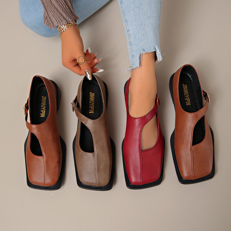 Fashionable Square-toe Versatile Low-cut Womens Shoes