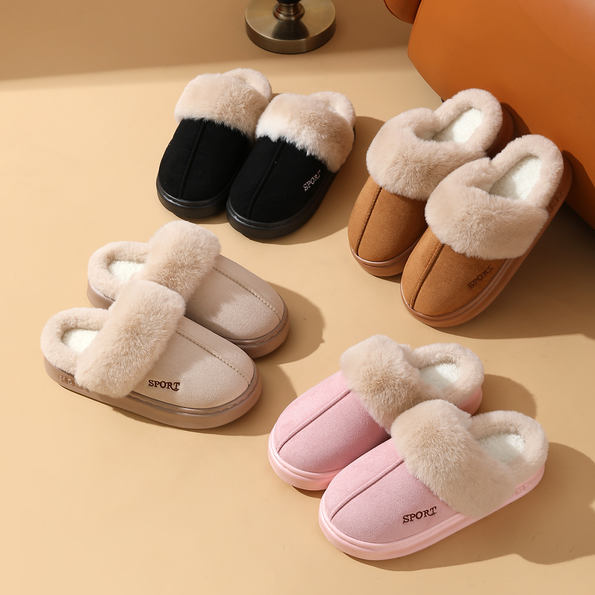 Outdoor Thick-soled Non-slip Cotton Slippers