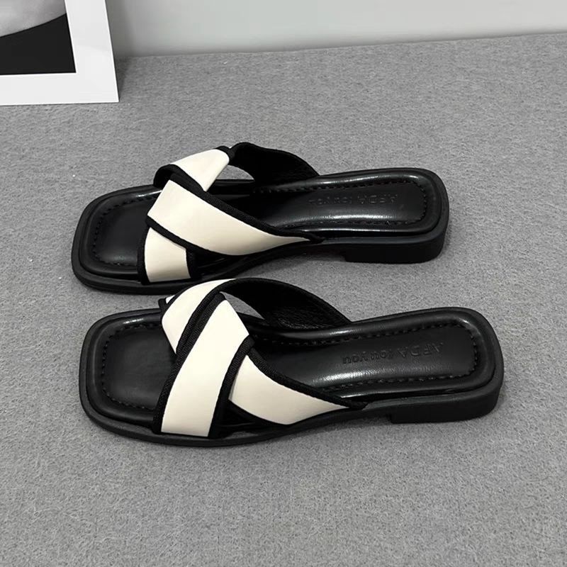 Women's Summer Outdoor Indoor Flat-Heeled Instagram-Style Cross-Strap Sandals