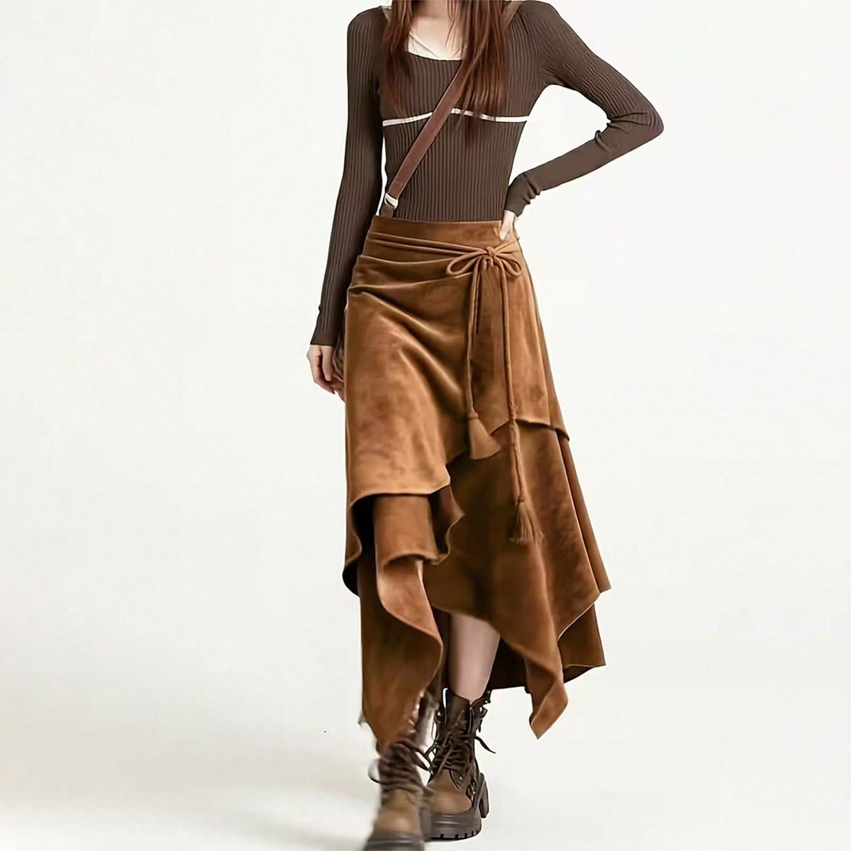 Exclusive For European And American Markets, New Autumn Skirt, Faux Suede Vintage Tassel…
