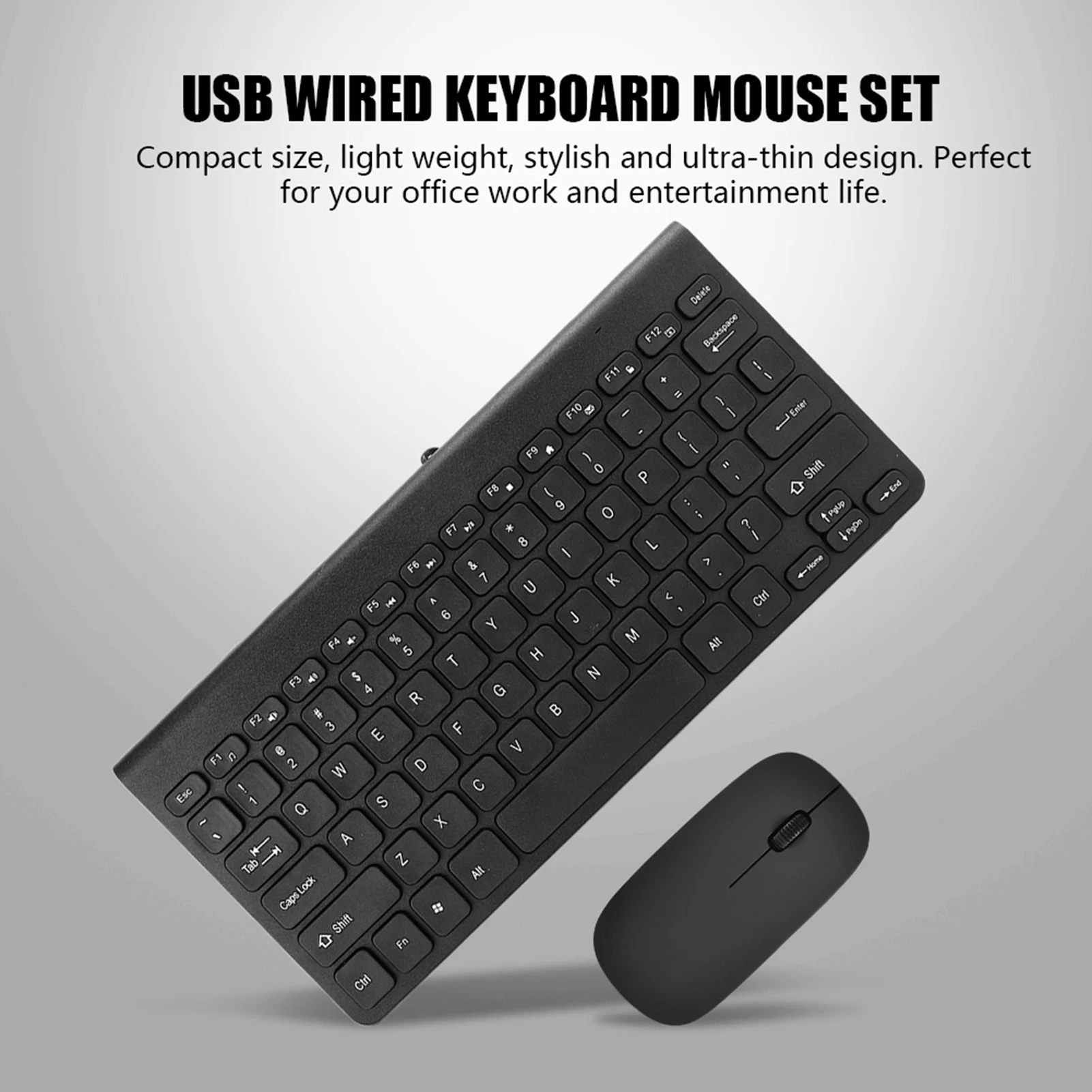 Ultra Thin USB Wired Keyboard Optical Mouse Mice Set Combo for PC Laptop Keyboard Mouse…