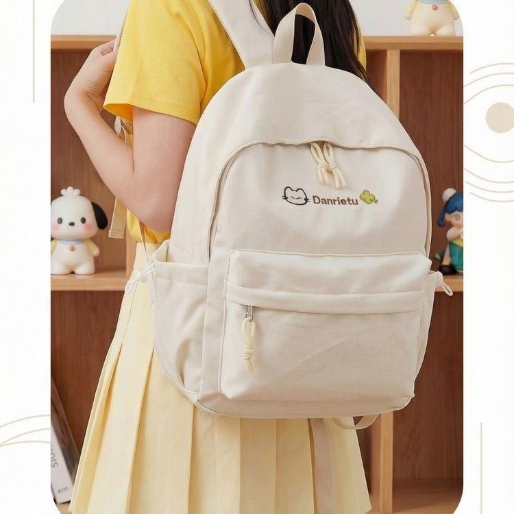 Japanese Solid Color College Student Backpack Female New Lightweight Junior High School…