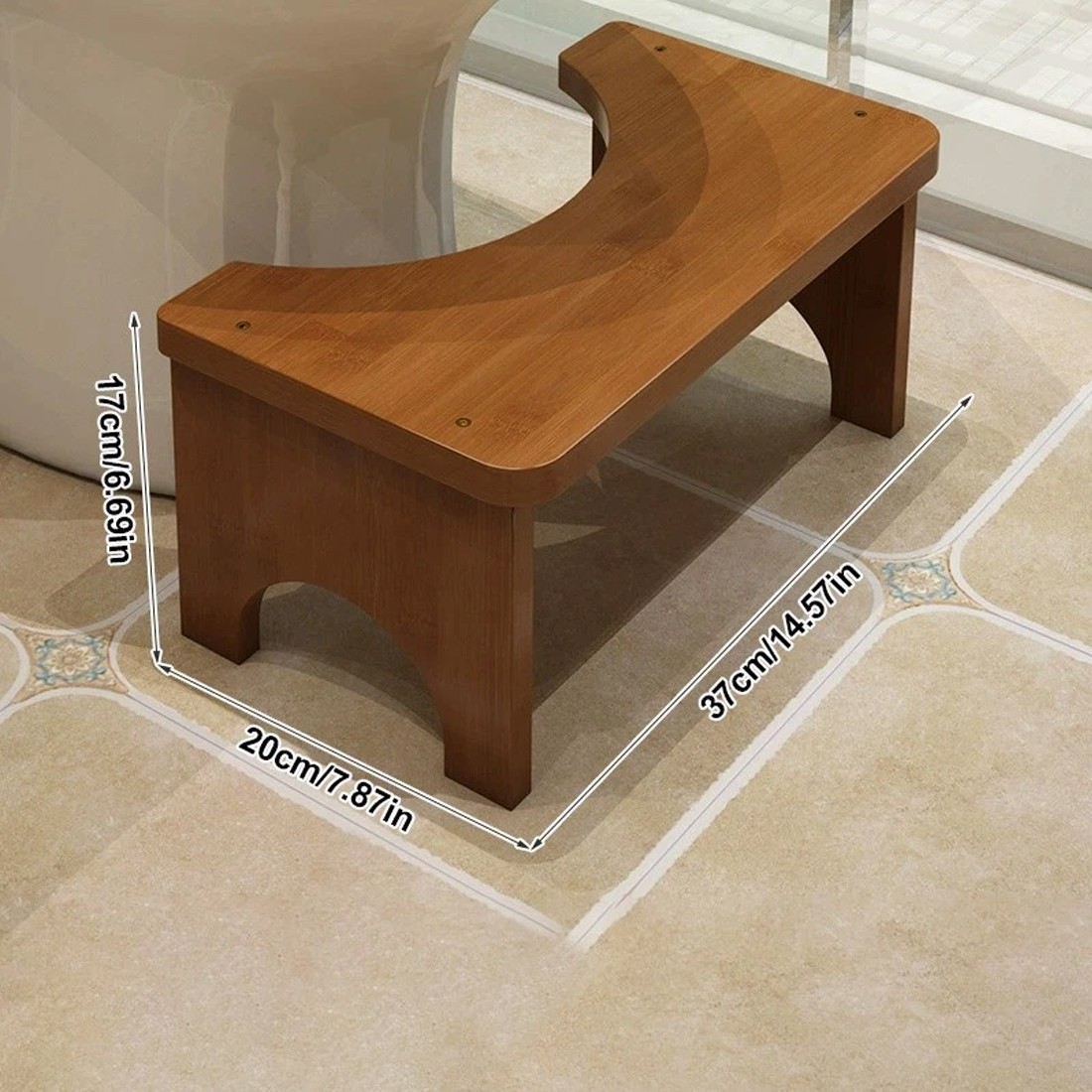 Bamboo Toilet Squat Stool Wide Bathroom Potty Step Non Slip Portable UK
