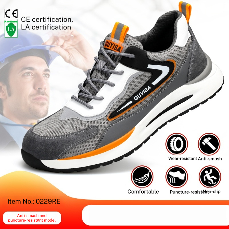 Men's Soft-soled Steel-toe Shoes With Impact And Puncture Resistance