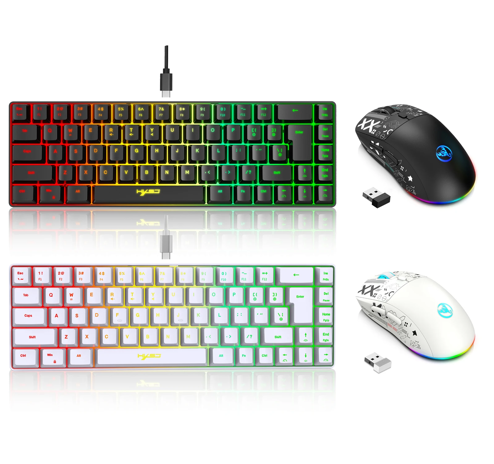 60% gaming Keyboard and mouse combo set gamer white key board combo computer wired…