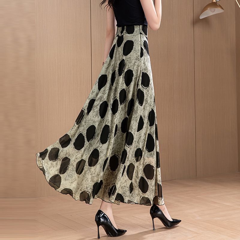 Chic Polka-dot Plus-size Slimming Figure-flattering, Fairy-like Maxi Dress