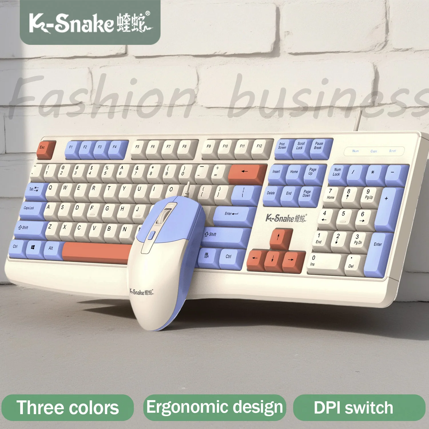K-snake KM300 Wired Keyboard and Mouse Set USB Ergonomic Desktop Laptop Keyboard and…