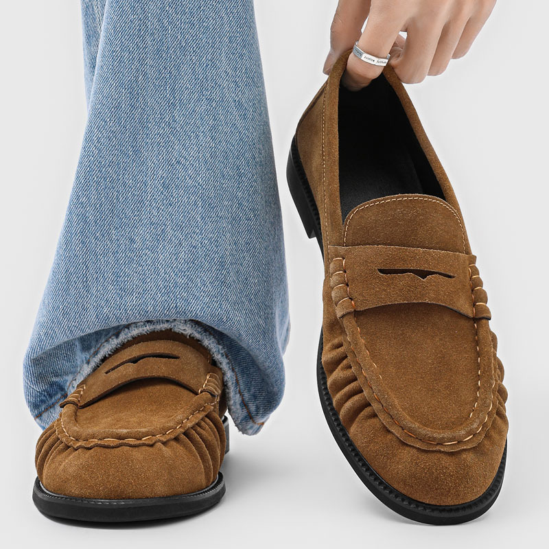 Men's Handcrafted Pleated Slip-On Flat Shoes