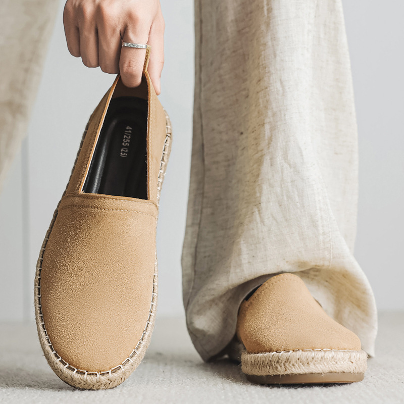 Mens Linen Fisherman Shoes Breathable Canvas Shoes