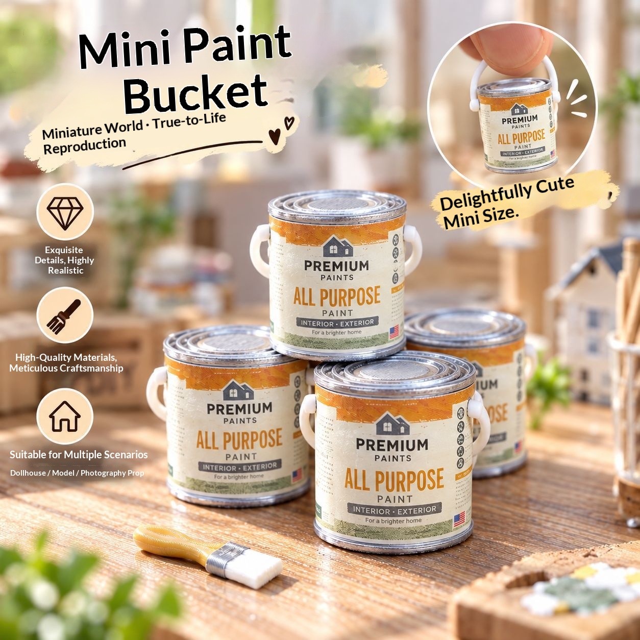 Miniature Simulation Food Toy Miniature Dollhouse Miniature Paint Bucket Model