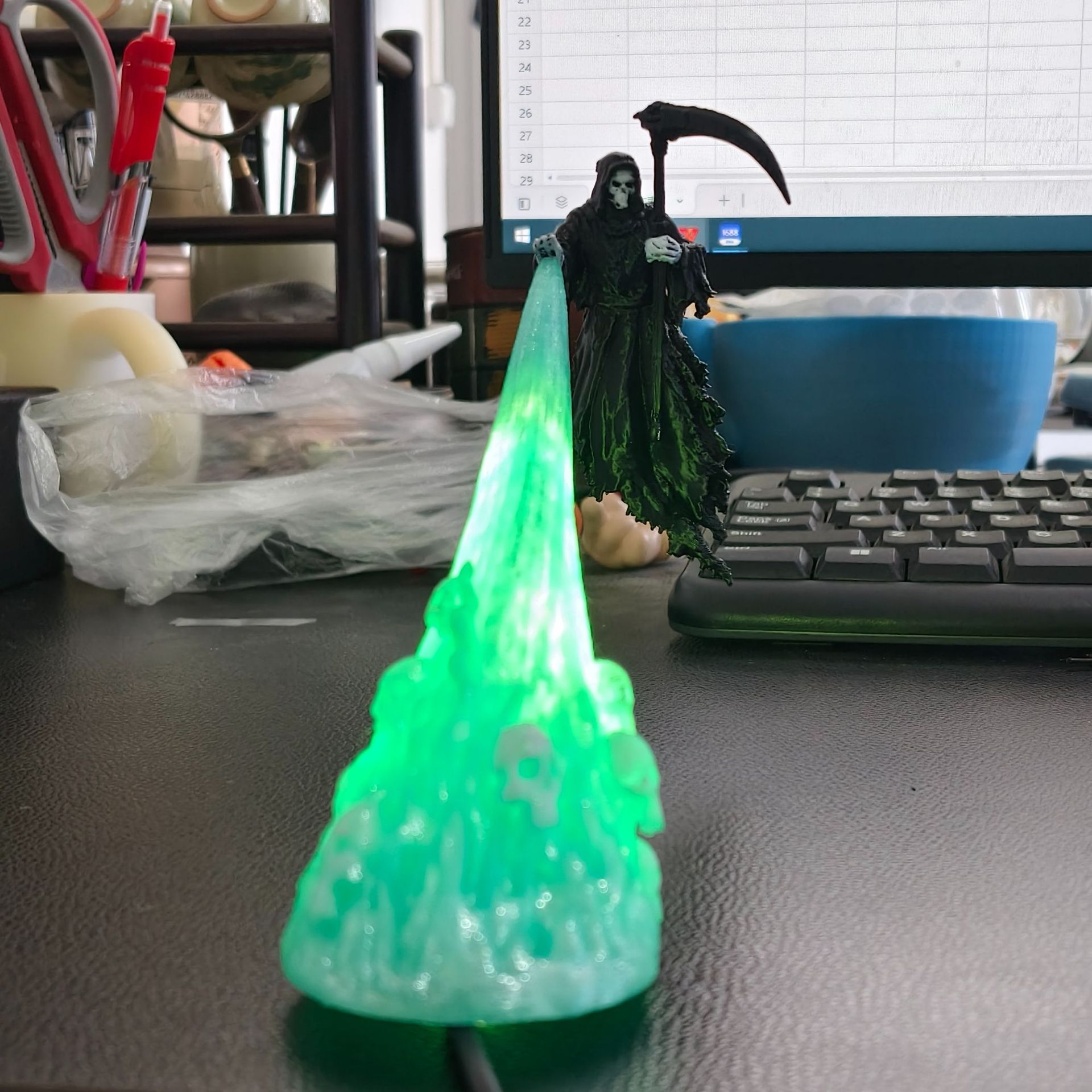 3D-printed Soul Beam Grim Reaper Bookshelf Lamp